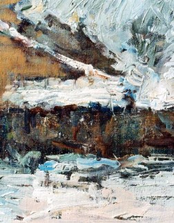1969 - 25x30 - olio su faesite - Inverno a Ponte Scodogna par
